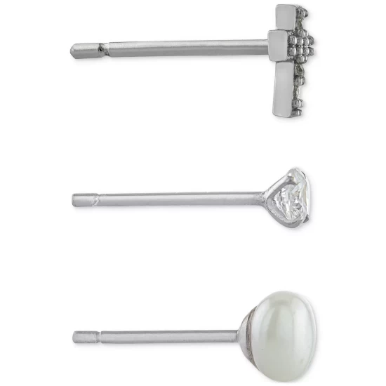 Hot Sale ๐ Giani Bernini 3-Pc. Cubic Zirconia & Cultured Freshwater Pearl (4mm) Stud Earrings In Sterling Silver, Created For Macy's ๐คฉ 4 Hot Sale ๐ Giani Bernini 3-Pc. Cubic Zirconia & Cultured Freshwater Pearl (4mm) Stud Earrings In Sterling Silver, Created For Macy's ๐คฉ - Image 4
