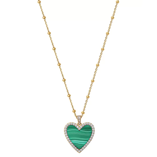 Budget ๐ Giani Bernini Malachite & Cubic Zirconia Heart Pendant Necklace In Gold-Plated Sterling Silver, 16 + 2 Extender, Created For Macy's ๐คฉ 4 Budget ๐ Giani Bernini Malachite & Cubic Zirconia Heart Pendant Necklace In Gold-Plated Sterling Silver, 16 + 2 Extender, Created For Macy's ๐คฉ - Image 4