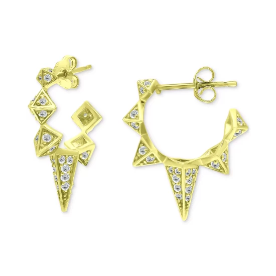 New ๐ Giani Bernini Cubic Zirconia Spike Small Hoop Earrings, Created For Macy's Gold Over Silver ๐ 5 New ๐ Giani Bernini Cubic Zirconia Spike Small Hoop Earrings, Created For Macy's Gold Over Silver ๐ - Image 5