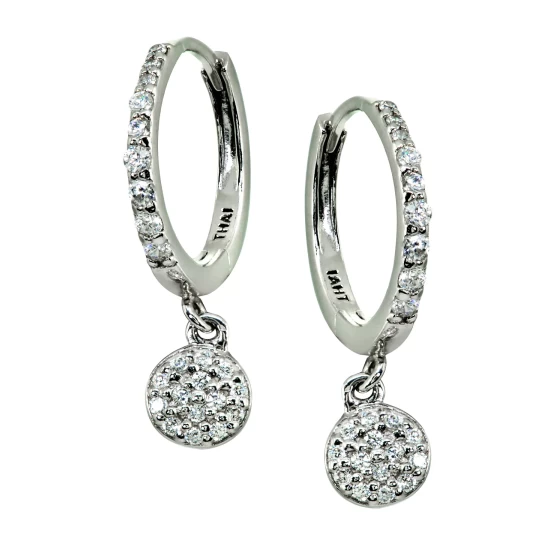 Promo 😉 Giani Bernini Pavé Cubic Zirconia Disc Charm Drop Huggie Hoop Earring In Sterling Silver ✔️ 2 Promo 😉 Giani Bernini Pavé Cubic Zirconia Disc Charm Drop Huggie Hoop Earring In Sterling Silver ✔️ - Image 2