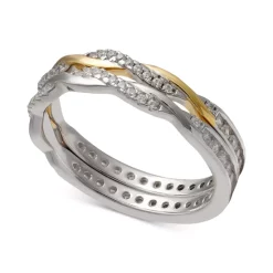 Best Pirce ⭐ Giani Bernini 2-Pc. Set Cubic Zirconia Twisted Stack Bands In Sterling Silver & 14k Gold-Plate, Created For Macy's Sterling Silver/14k Gold Plate ❤️ -Giani Bernini Shop unnamed file 756