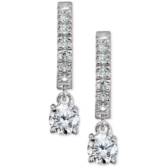 Brand new 🥰 Giani Bernini Cubic Zirconia Dangle Drop Huggie Hoop Earring In Sterling Silver Or 18k Gold Over Silver (Also Available In Lab Created Opal) Lt Green/silver 👏 4 Brand new 🥰 Giani Bernini Cubic Zirconia Dangle Drop Huggie Hoop Earring In Sterling Silver Or 18k Gold Over Silver (Also Available In Lab Created Opal) Lt Green/silver 👏 - Image 4