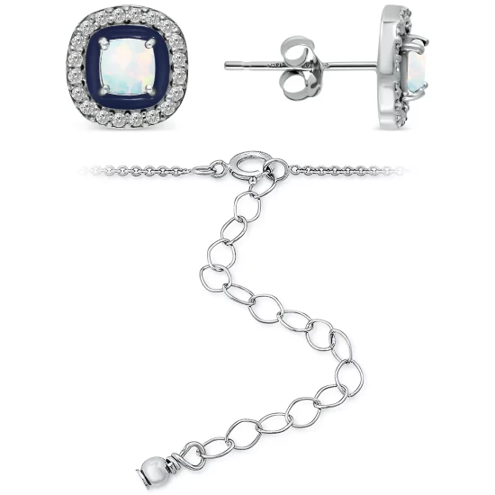 Best Pirce โ Giani Bernini 2-Pc. Set Blue Topaz (1/2 Ct. T.w.), Cubic Zirconia & Enamel Pendant Necklace & Matching Stud Earrings (Also In Lab-Created Opal, Green Quartz, & Amethyst), Created For Macy's Opal/blue ๐ 7 Best Pirce โ Giani Bernini 2-Pc. Set Blue Topaz (1/2 Ct. T.w.), Cubic Zirconia & Enamel Pendant Necklace & Matching Stud Earrings (Also In Lab-Created Opal, Green Quartz, & Amethyst), Created For Macy's Opal/blue ๐ - Image 7